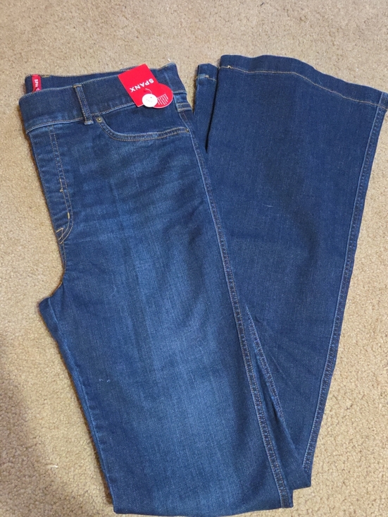 SPANX Denim - SPANX Jeans Midnight Shade Dark Blue Flare Pull On- Women LONG LARGE L Tall